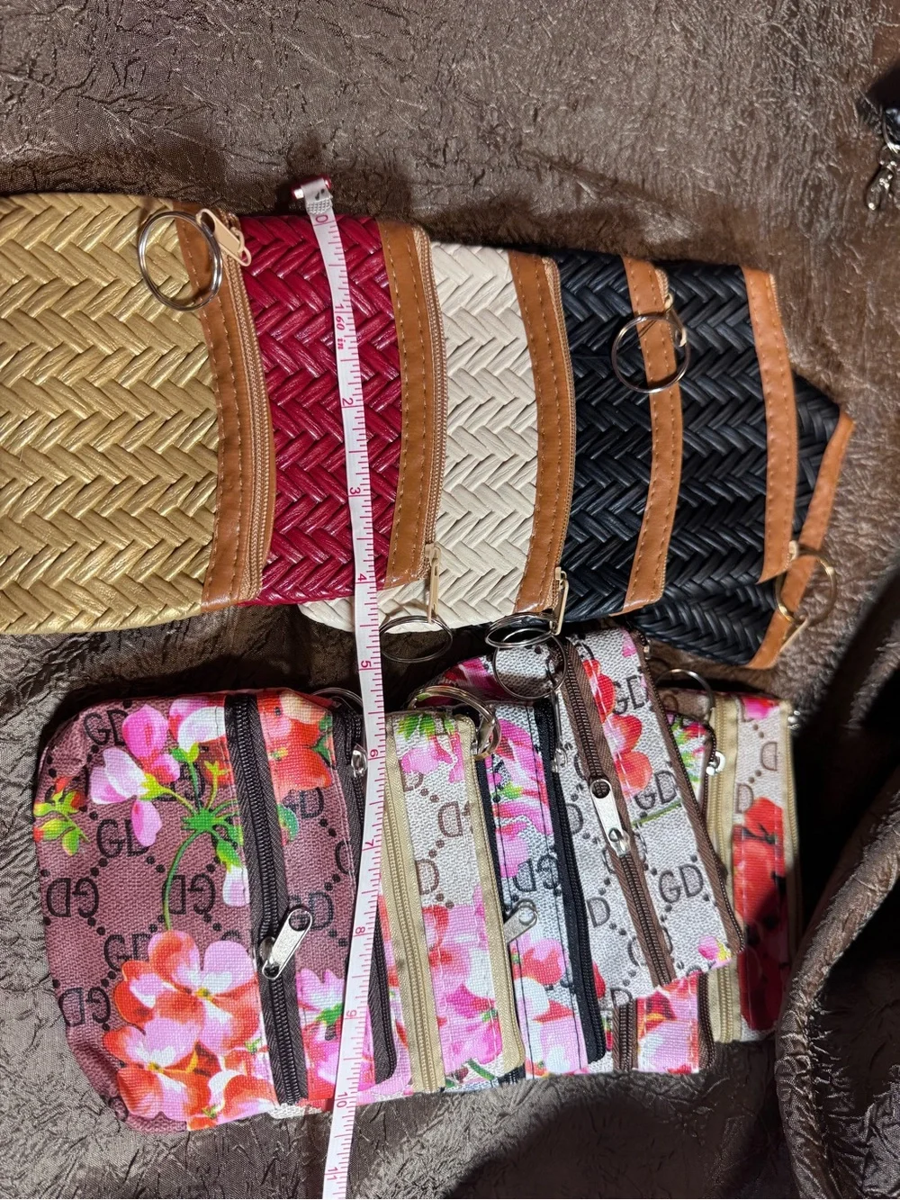 Woven Coin Pouch - Black, Cream, Red, Gold